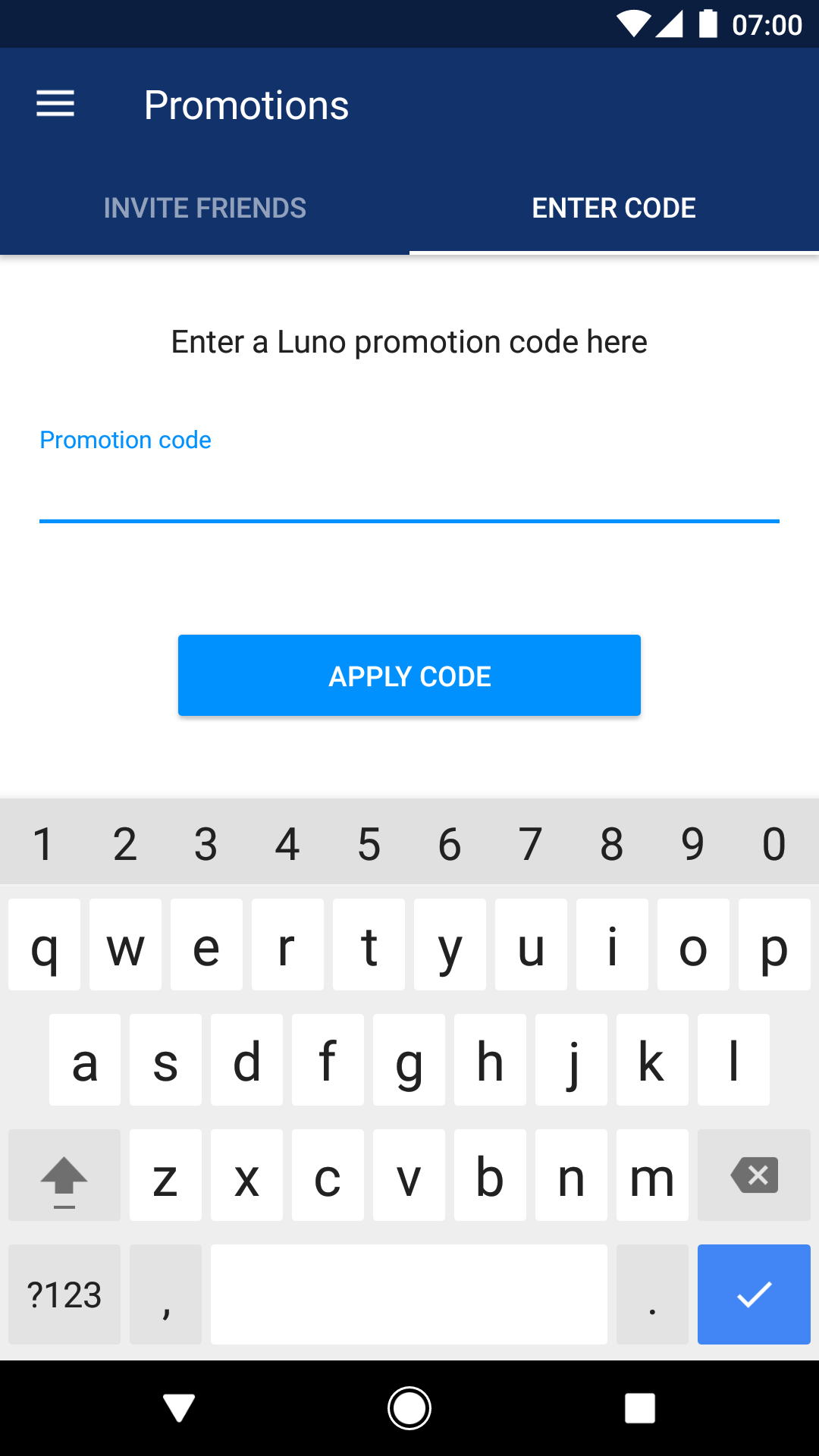 Screenshot of Luno App Redeem Code