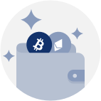 Illustration of purse filled with cryptocurrencies