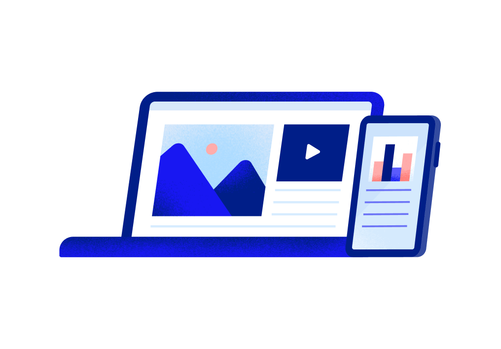 Illustration of a laptop with blog posts
